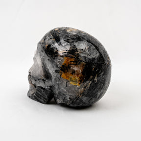 Black Tourmaline in Quartz 4.25" Large Crystal Skull