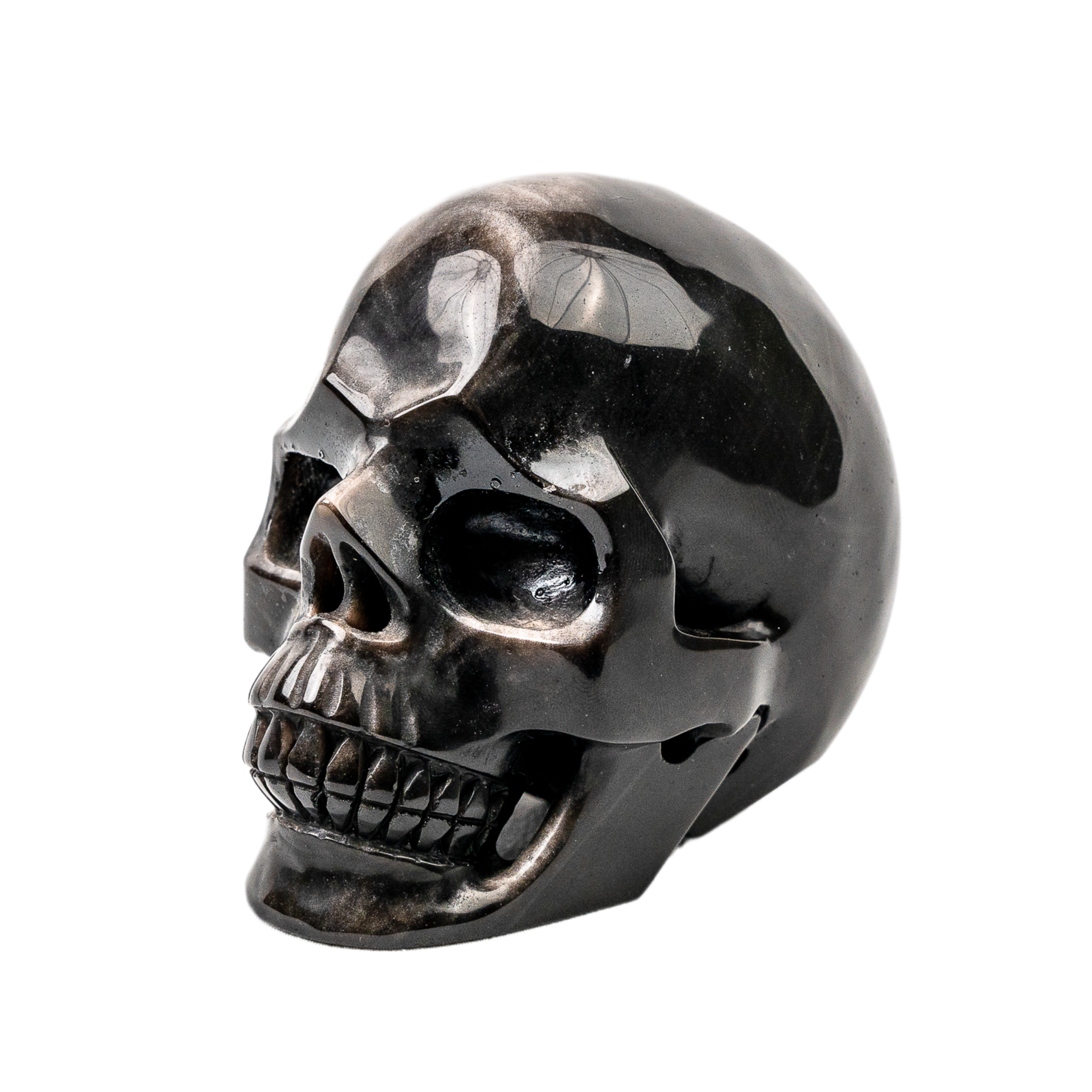 High Quality Silver Obsidian 4.5" Large Crystal Skull