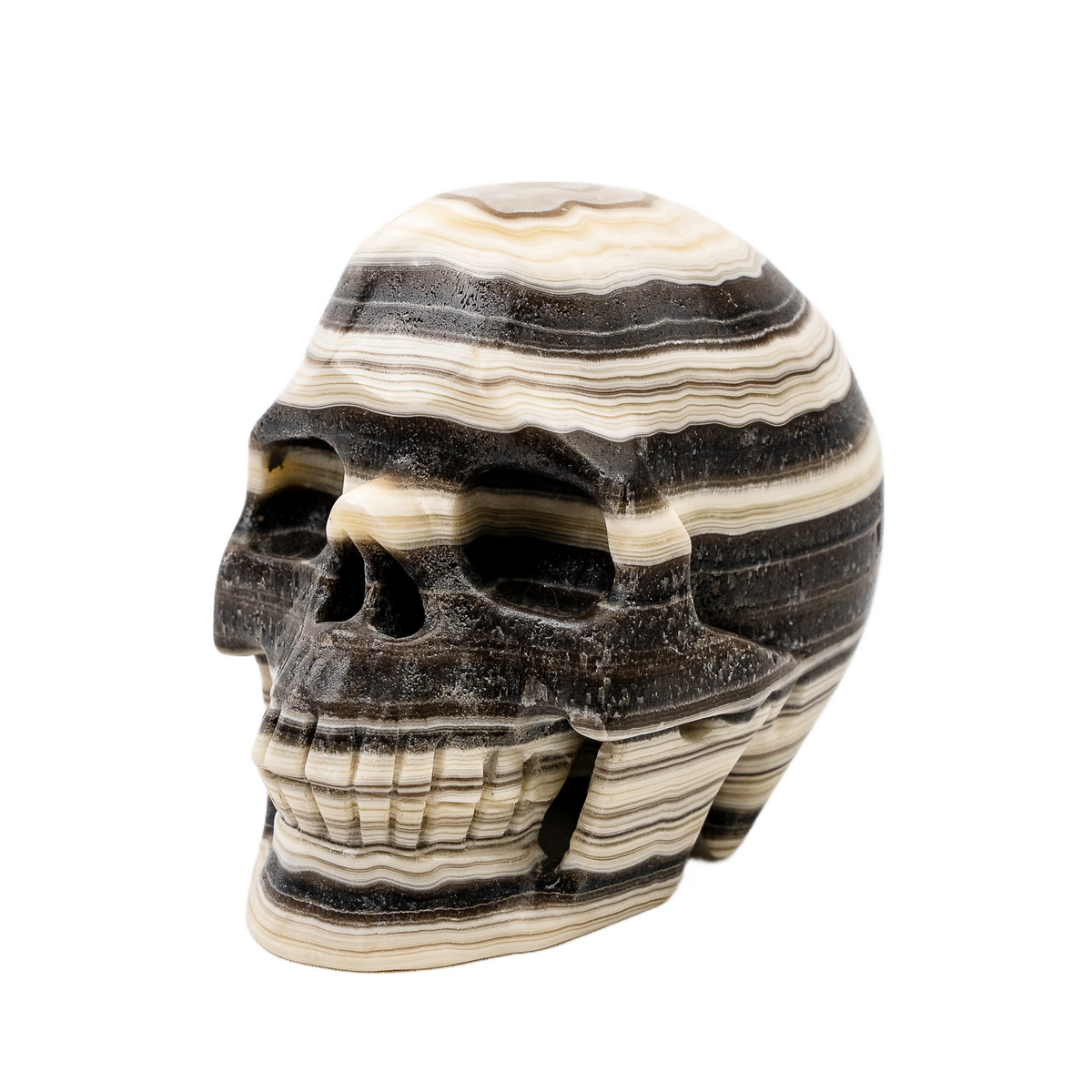 Zebra Calcite 4.25" Large Crystal Skull