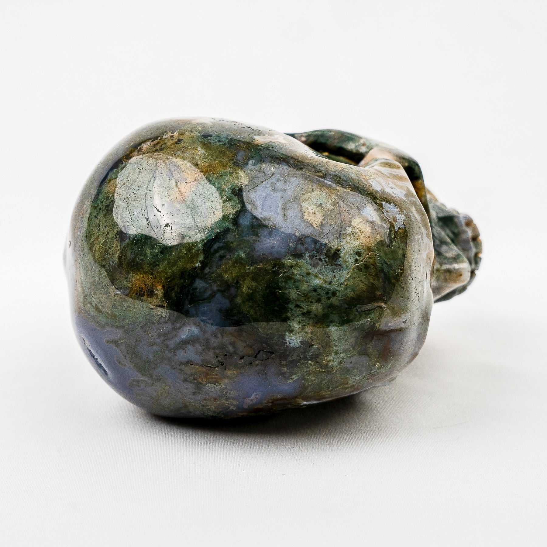 Moss Agate 5" Large Crystal Skull