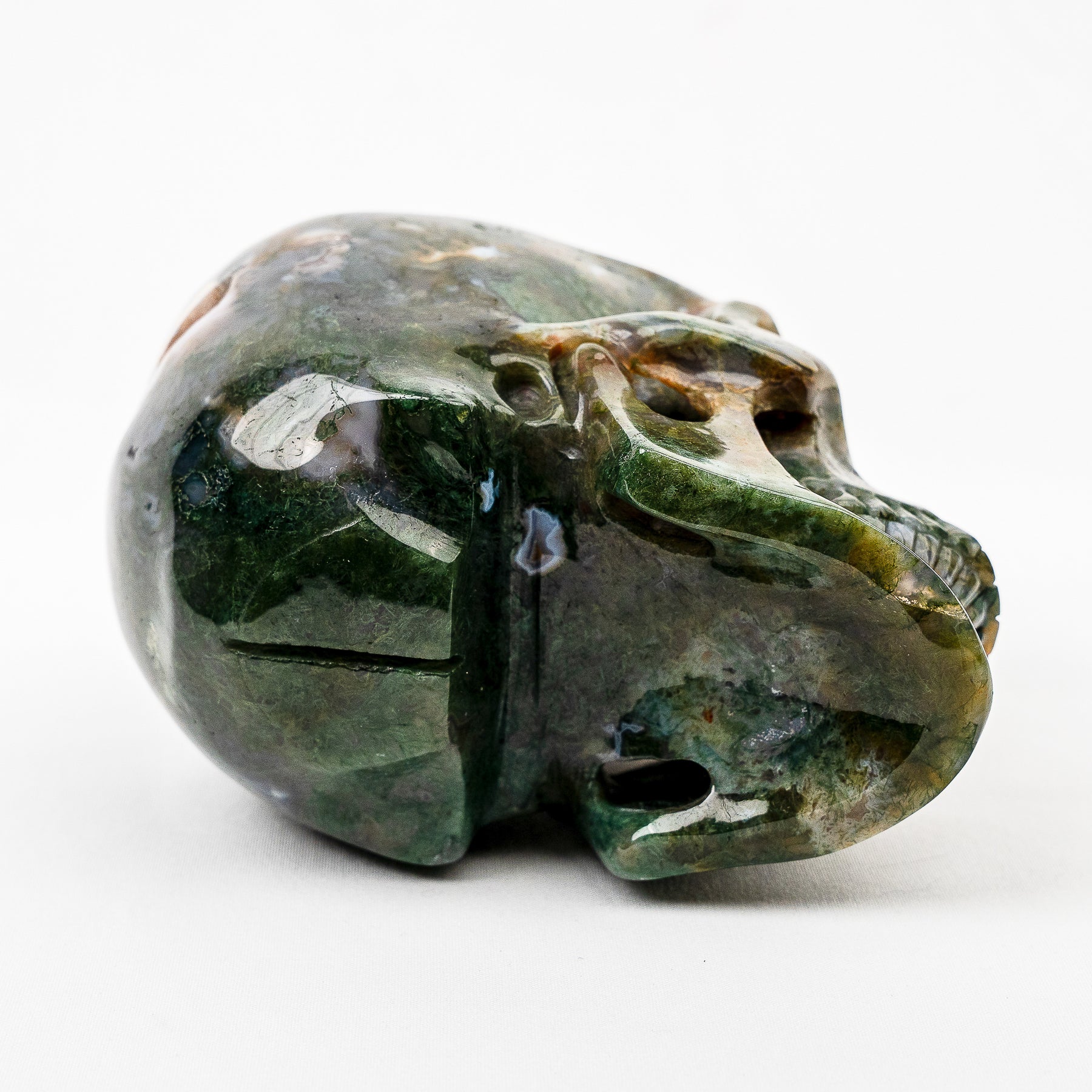 Moss Agate 5" Large Crystal Skull