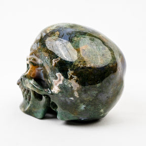 Moss Agate 5" Large Crystal Skull