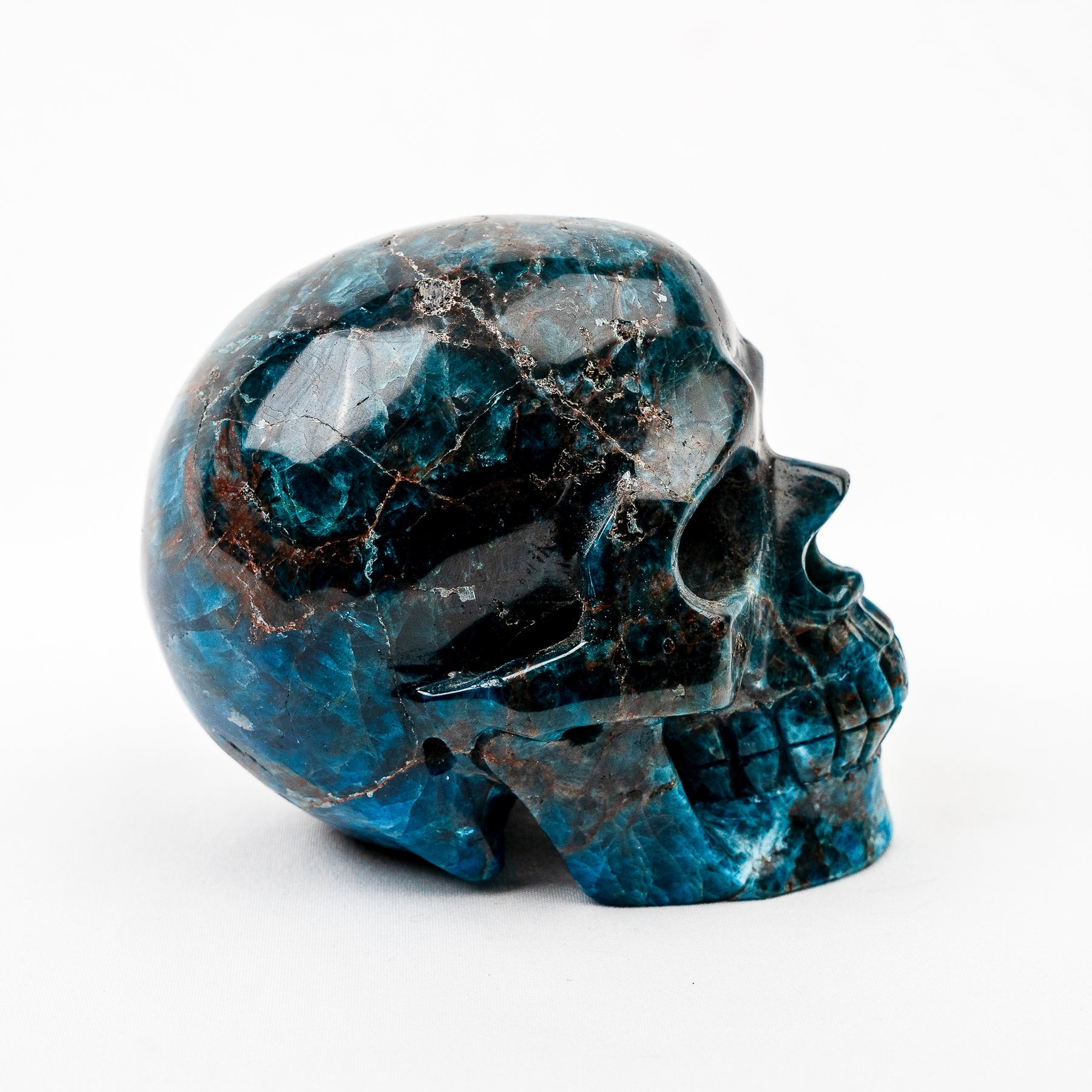 Blue Apatite 4.25" Large Crystal Skull - RARE