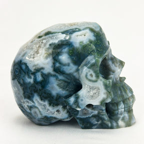 Druzy Moss Agate 4.5" Crystal Skull - RARE