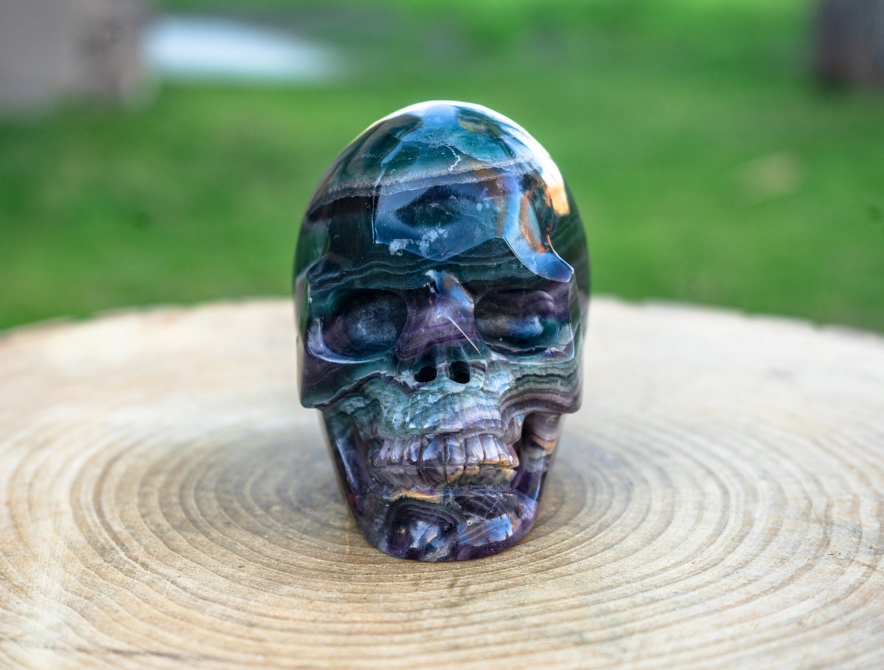 High Quality Rainbow Fluorite 4.5" Crystal Skull