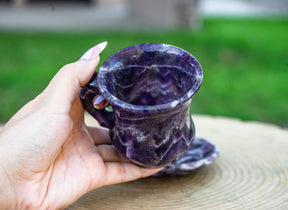 Chevron Amethyst Crystal Tea Cup Set