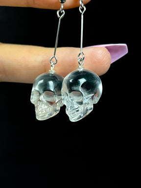 AAA Quality Quartz Crystal Skull Earrings