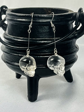 AAA Quality Quartz Crystal Skull Earrings