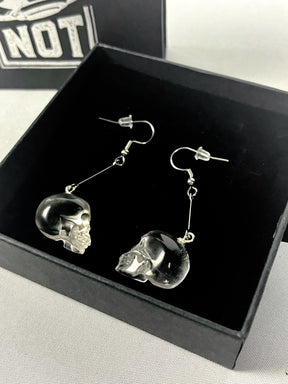 AAA Quality Quartz Crystal Skull Earrings