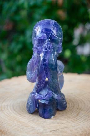 Cthulhu Idol Rainbow Fluorite 7.25" Crystal Skull