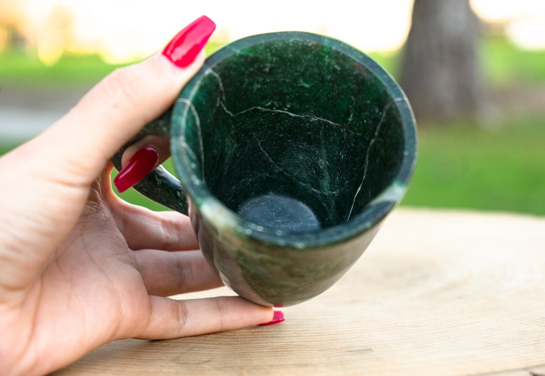 Green Jade Crystal Tea Cup Set